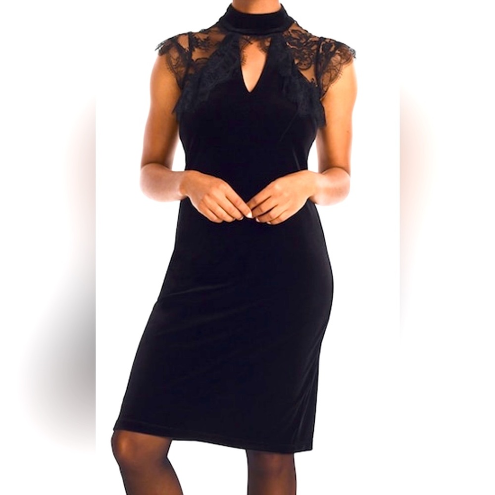 White House Black Market NWOT black lace and velvet, sz 12